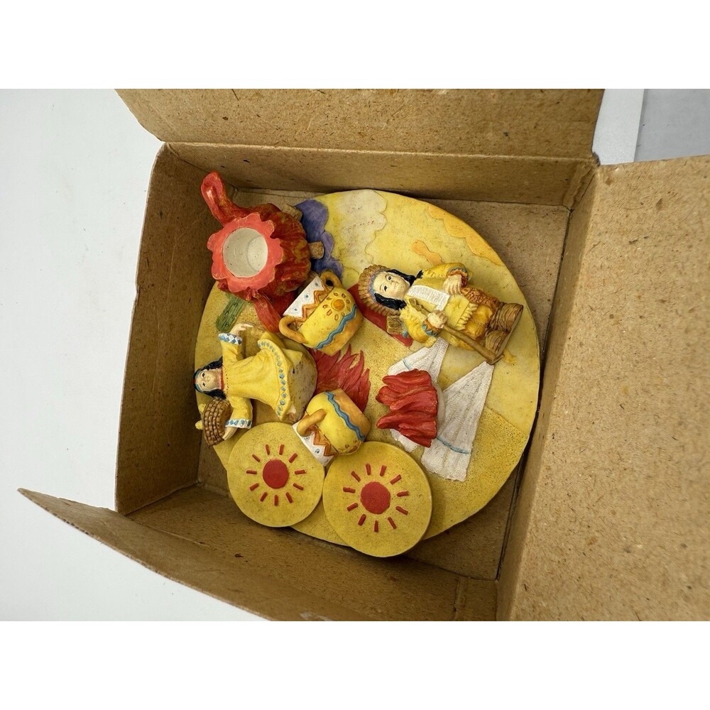 1997 Wong's Fine Polyresin Southwest‎ Miniature Native Tea Set 8pcs New In A Box - Picture 2 of 7